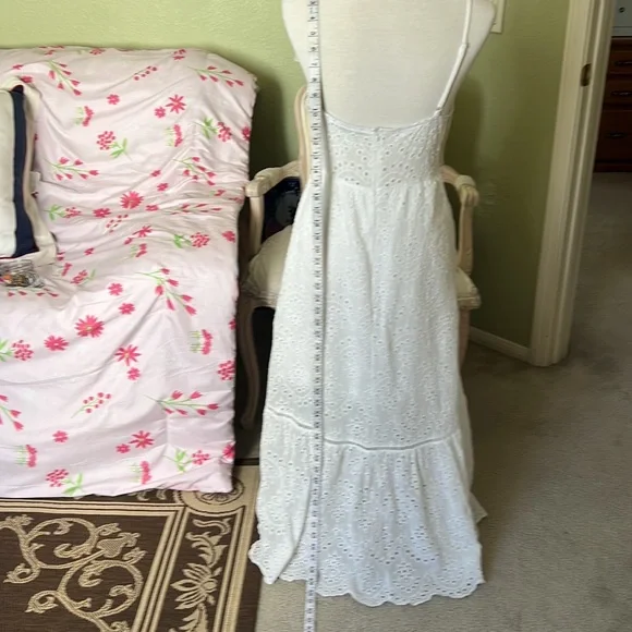 Simplee White Babydoll Eyelet Crochet Maxi Dress - Picture 6 of 15